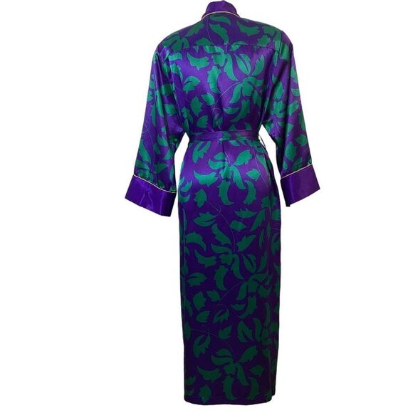 VICTORIA’S SECRET Size S Floral Vintage Yellow Label Purple Green Tassel Robe - Picture 6 of 11